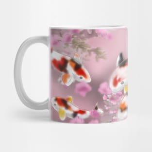 Koi carp with sakura reflections in a pink pond Mug